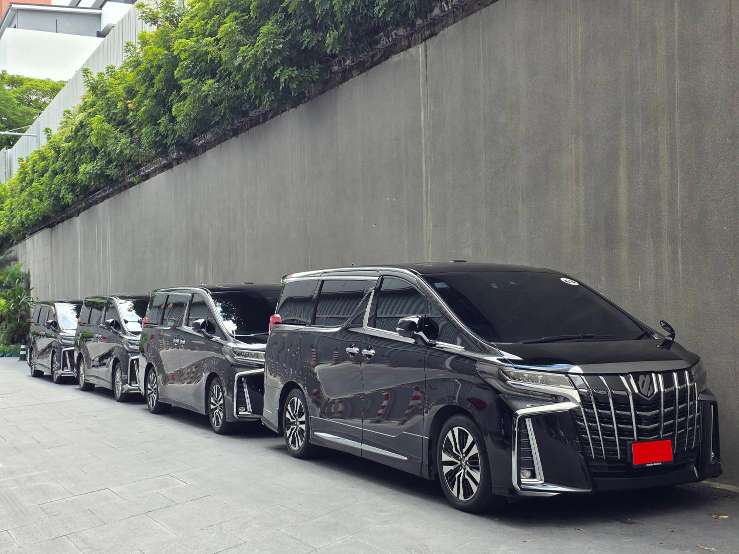 รถ Toyota Alphard ของ AP756 จอดเรียงพร้อมให้บริการเช่ารถอัลพาร์ดไปต่างจังหวัด